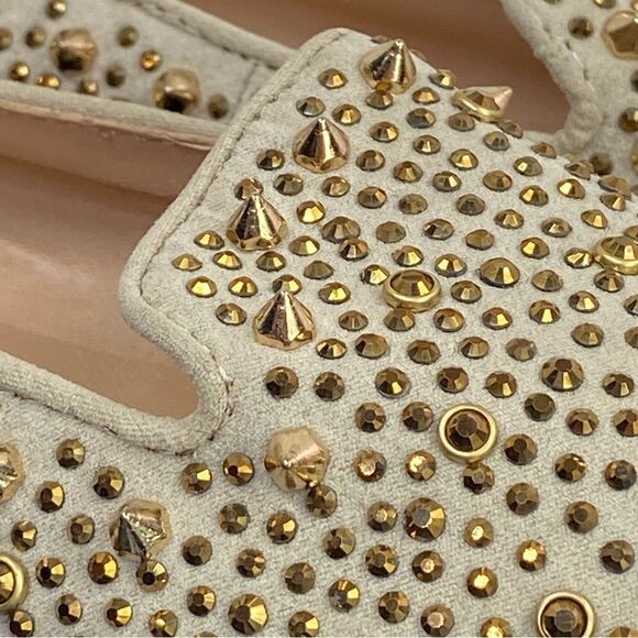 Steve Madden Graanite Studded Loafer Flats Beige Gold 7 - Picture 7 of 12